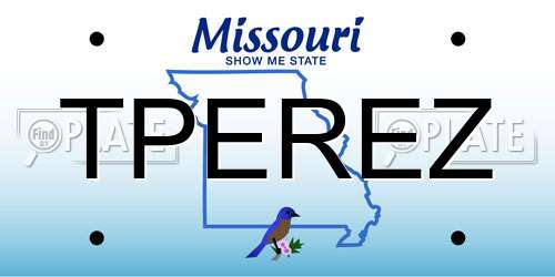 TPEREZ Missouri License Plate