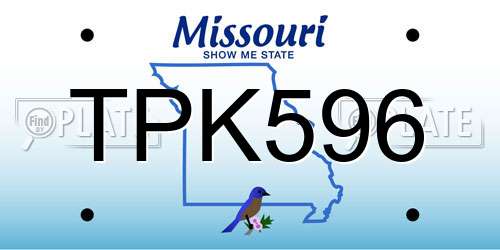 TPK596 Missouri License Plate
