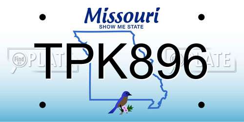 TPK896 Missouri License Plate