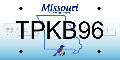 TPKB96 Missouri License Plate
