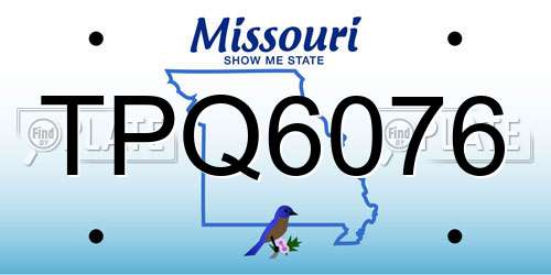 TPQ6076 Missouri License Plate