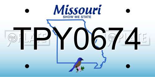 TPY0674 Missouri License Plate