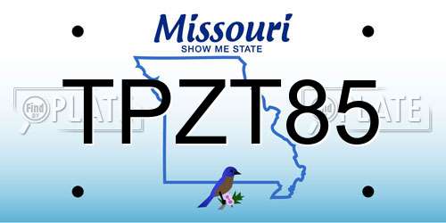 TPZT85 Missouri License Plate