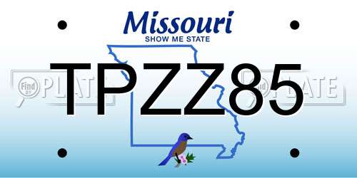 TPZZ85 Missouri License Plate