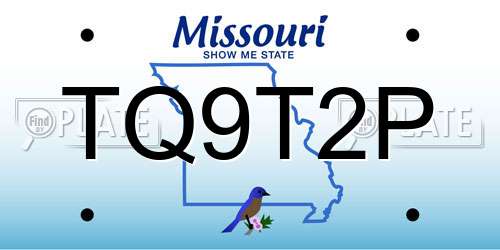 TQ9T2P Missouri License Plate