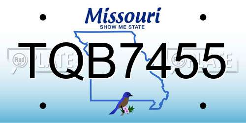 TQB7455 Missouri License Plate