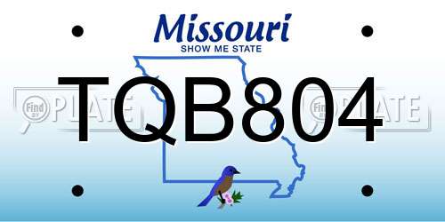 TQB804 Missouri License Plate
