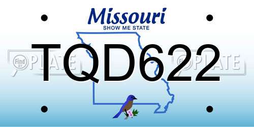 TQD622 Missouri License Plate
