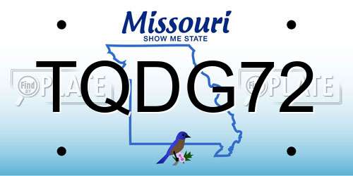 TQDG72 Missouri License Plate