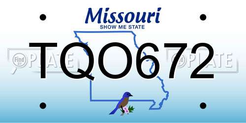 TQO672 Missouri License Plate