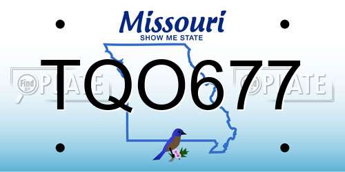 TQO677 Missouri License Plate