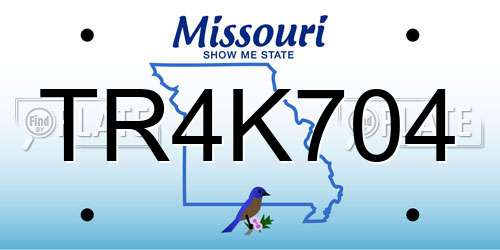 TR4K704 Missouri License Plate