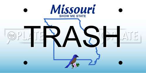 TRASH Missouri License Plate