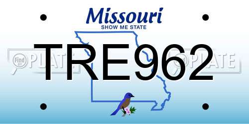 TRE962 Missouri License Plate