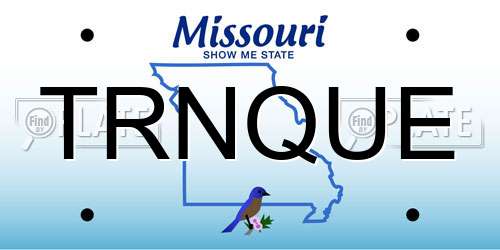 TRNQUE Missouri License Plate