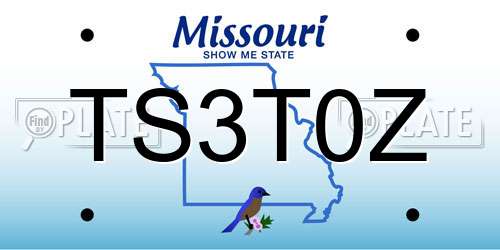 TS3T0Z Missouri License Plate