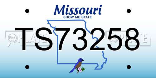 TS73258 Missouri License Plate