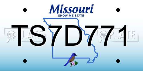 TS7D771 Missouri License Plate