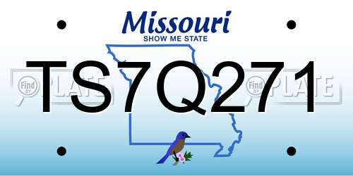 TS7Q271 Missouri License Plate