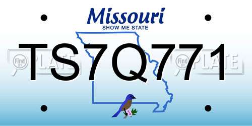 TS7Q771 Missouri License Plate