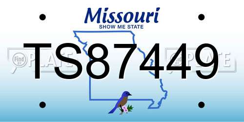 TS87449 Missouri License Plate