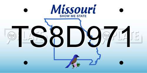TS8D971 Missouri License Plate