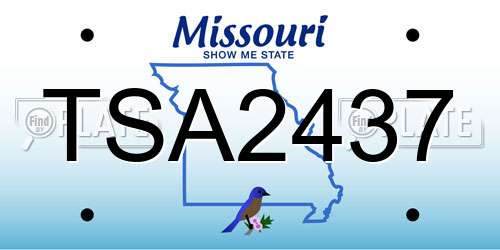 TSA2437 Missouri License Plate