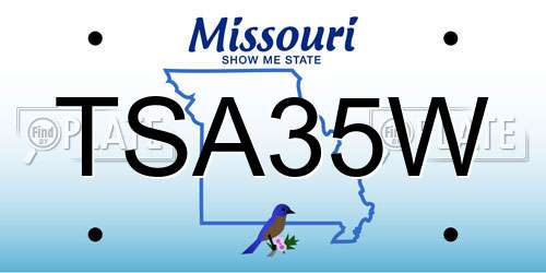 TSA35W Missouri License Plate