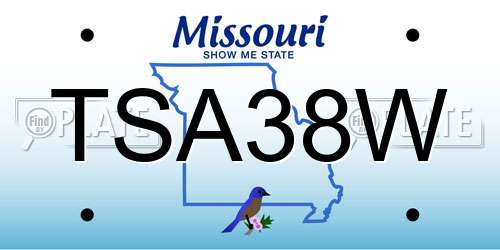 TSA38W Missouri License Plate