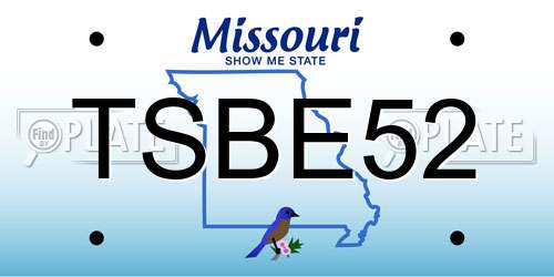 TSBE52 Missouri License Plate