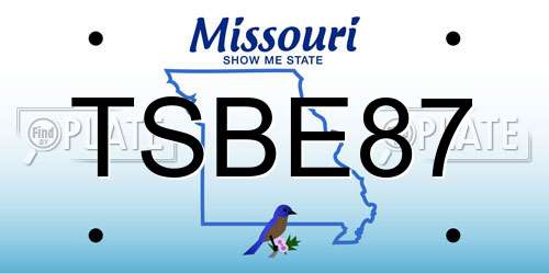 TSBE87 Missouri License Plate