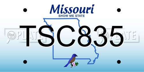 TSC835 Missouri License Plate