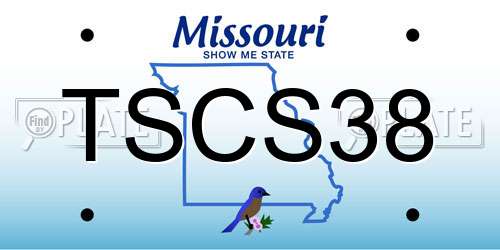 TSCS38 Missouri License Plate