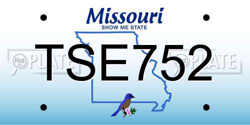 TSE752 Missouri License Plate
