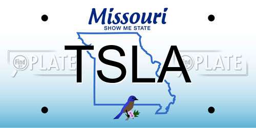 TSLA Missouri License Plate