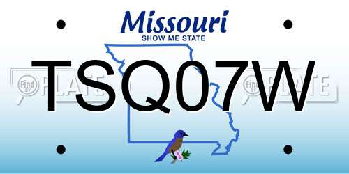 TSQ07W Missouri License Plate