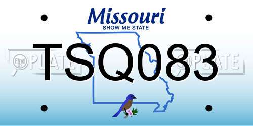 TSQ083 Missouri License Plate