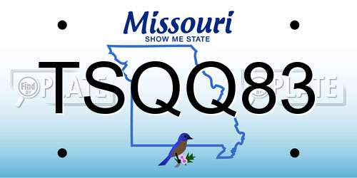 TSQQ83 Missouri License Plate