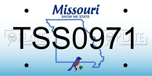 TSS0971 Missouri License Plate