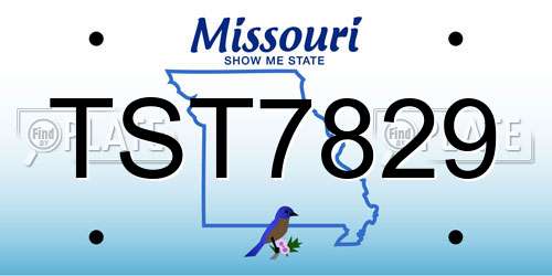 TST7829 Missouri License Plate