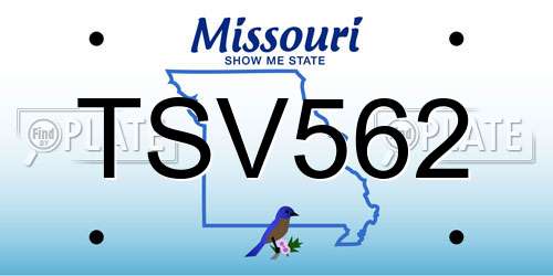 TSV562 Missouri License Plate
