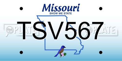 TSV567 Missouri License Plate