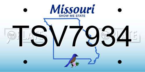 TSV7934 Missouri License Plate