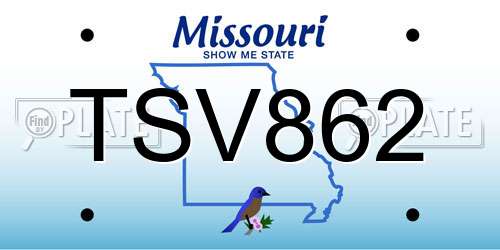 TSV862 Missouri License Plate