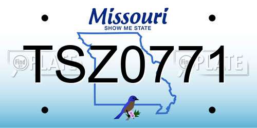 TSZ0771 Missouri License Plate