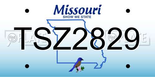 TSZ2829 Missouri License Plate