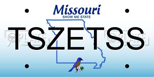 TSZETSS Missouri License Plate