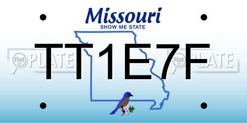 TT1E7F Missouri License Plate