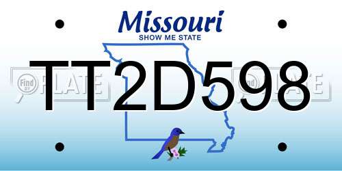 TT2D598 Missouri License Plate