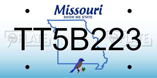 TT5B223 Missouri License Plate